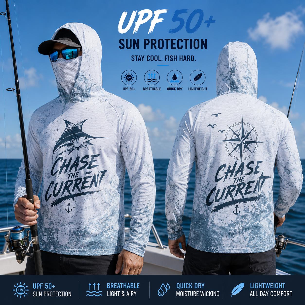 Fishing Mask Sun Protection - Camisa de Pesca com Capuz para