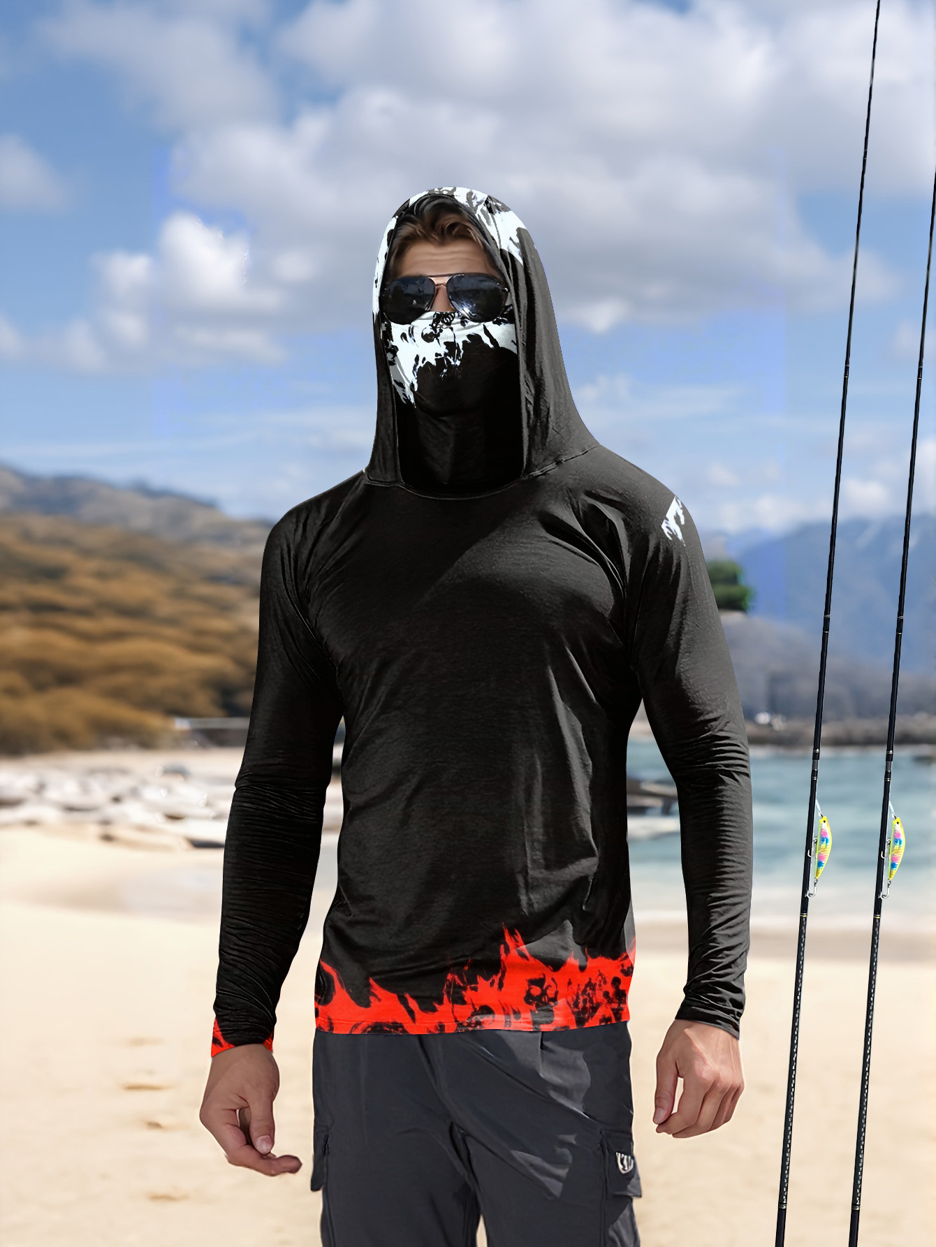 Fishing Hoodie - Camisa de pesca masculina com capuz,